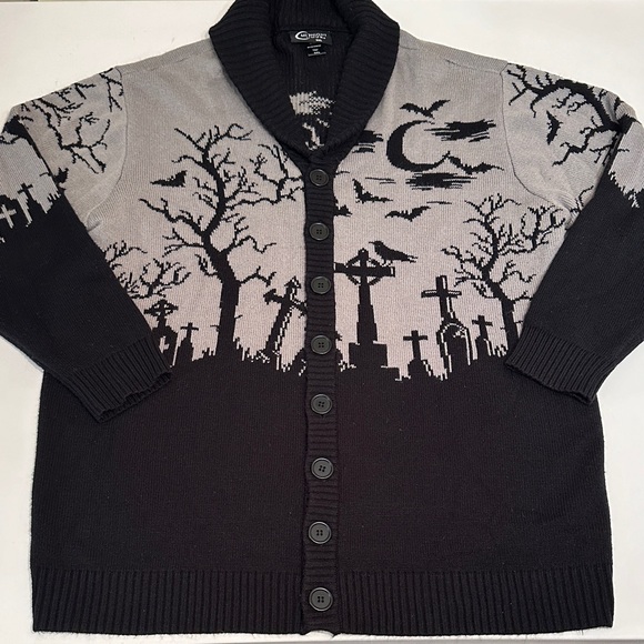 MIDNIGHT HOUR SPOOKY GRAVEYARD CARDIGAN - Picture 1 of 7